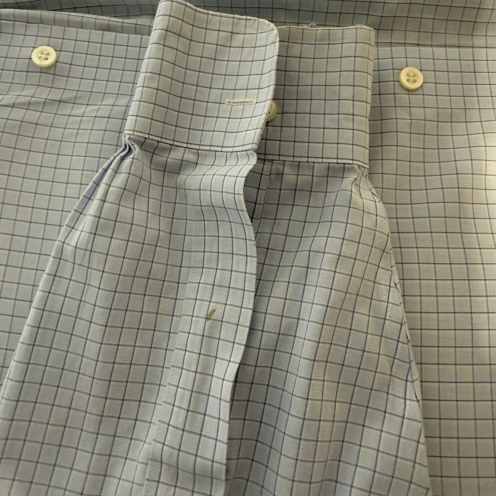 Brooks Brothers Non-Iron Dress Shirt 15.5 33 Traditional Fit Blue Windowpane - Picture 8 of 9